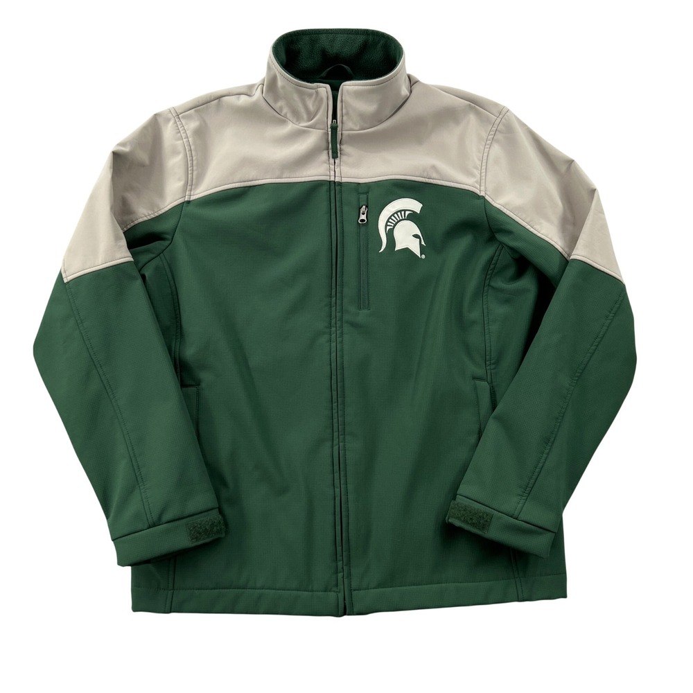58 Sports Michigan State Spartans Softshell Jacket Mens M Green Grey G-III Zip